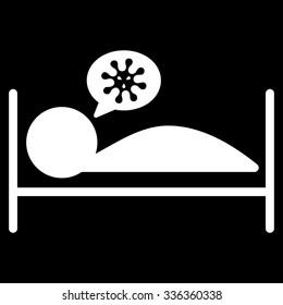 Patient Bed vector icon. Style is flat symbol, white color, rounded angles, black background.
