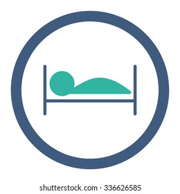 Patient Bed vector icon. Style is bicolor flat rounded symbol, cobalt and cyan colors, rounded angles, white background.
