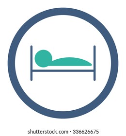 Patient Bed vector icon. Style is bicolor flat rounded symbol, cobalt and cyan colors, rounded angles, white background.