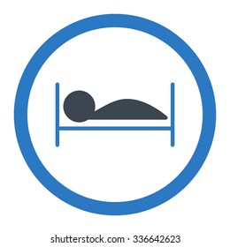 Patient Bed vector icon. Style is bicolor flat rounded symbol, smooth blue colors, rounded angles, white background.