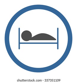 Patient Bed vector icon. Style is bicolor flat rounded symbol, cobalt and gray colors, rounded angles, white background.