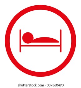 Patient Bed vector icon. Style is flat rounded symbol, red color, rounded angles, white background.