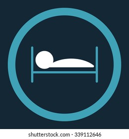 Patient Bed vector icon. Style is bicolor flat rounded symbol, blue and white colors, rounded angles, dark blue background.