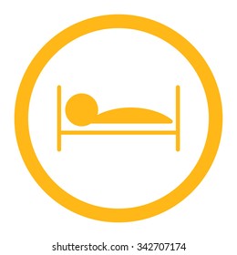 Patient Bed vector icon. Style is flat rounded symbol, yellow color, rounded angles, white background.