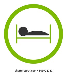 Patient Bed vector icon. Style is bicolor flat rounded symbol, eco green and gray colors, rounded angles, white background.