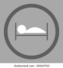 Patient Bed vector icon. Style is bicolor flat rounded symbol, dark gray and white colors, rounded angles, silver background.