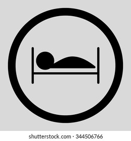Patient Bed vector icon. Style is flat rounded symbol, black color, rounded angles, light gray background.
