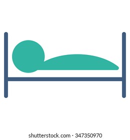 Patient Bed vector icon. Style is bicolor flat symbol, cobalt and cyan colors, rounded angles, white background.