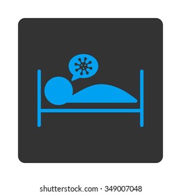 Patient Bed vector icon. Style is flat rounded square button, blue and gray colors, white background.