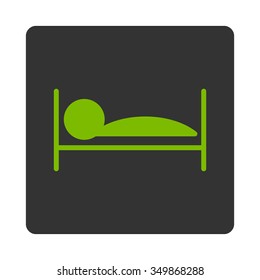 Patient Bed vector icon. Style is flat rounded square button, eco green and gray colors, white background.