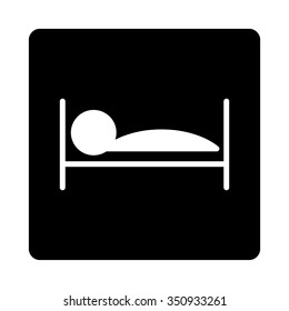 Patient Bed vector icon. Style is flat rounded square button, white and black colors, white background.