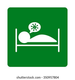 Patient Bed vector icon. Style is flat rounded square button, white and green colors, white background.