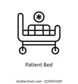 Patient Bed Vector Outline Icon Design illustration. Medical Symbol on White background EPS 10 File
