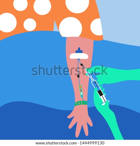 A patient is being vaccinated, given an injection, chemotherapy. Vector EPS 10 file editable