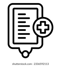 Vector de contorno de icono de la placa del paciente. Salud de enfermería. Atención de la persona