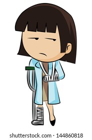 Patient with broken arm and leg, vector