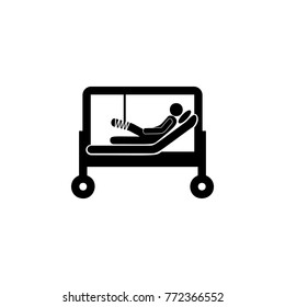 patient broken leg in hospital illustration icon. Medicine icon. Element Patient silhouette icon. Premium quality graphic design. Collection icon for websites, web design, mobile on white background
