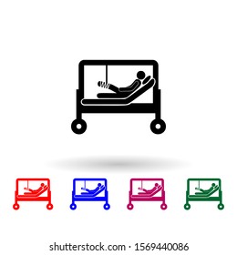 Patient broken leg in hospital multi color icon. Simple glyph, flat vector of medecine icons for ui and ux, website or mobile application