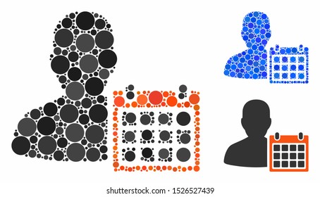Patient calendar composition for patient calendar icon of circle elements in different sizes and shades. Vector circle elements are composed into blue composition.