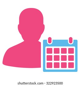 Patient Calendar vector icon. Style is bicolor flat symbol, pink and blue colors, rounded angles, white background.