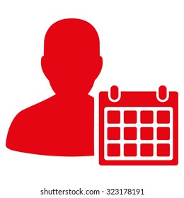 Patient Calendar vector icon. Style is flat symbol, red color, rounded angles, white background.