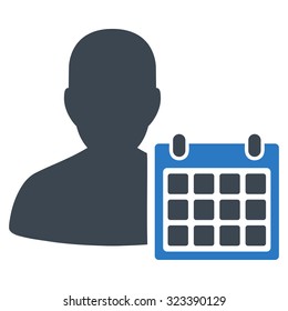 Patient Calendar vector icon. Style is bicolor flat symbol, smooth blue colors, rounded angles, white background.