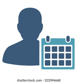 Patient Calendar vector icon. Style is bicolor flat symbol, cyan and blue colors, rounded angles, white background.
