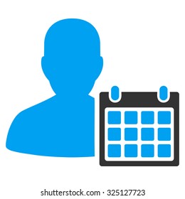 Patient Calendar vector icon. Style is bicolor flat symbol, blue and gray colors, rounded angles, white background.