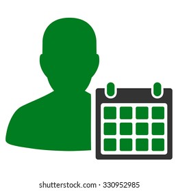 Patient Calendar vector icon. Style is bicolor flat symbol, green and gray colors, rounded angles, white background.
