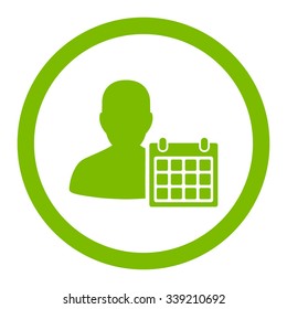 Patient Calendar vector icon. Style is flat rounded symbol, eco green color, rounded angles, white background.