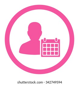Patient Calendar vector icon. Style is flat rounded symbol, pink color, rounded angles, white background.