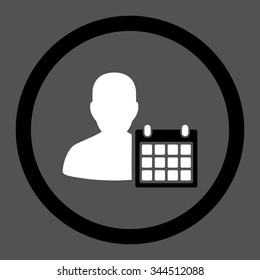 Patient Calendar vector icon. Style is bicolor flat rounded symbol, black and white colors, rounded angles, gray background.
