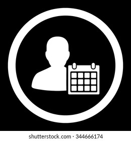 Patient Calendar vector icon. Style is flat rounded symbol, white color, rounded angles, black background.
