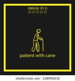 patient with cane sketch vector icon