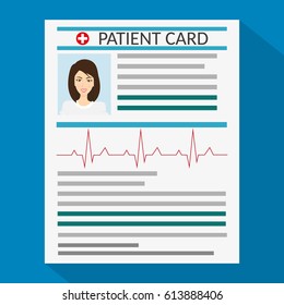 patient card. medical report. analysis or prescription concept. vector illustration in flat style