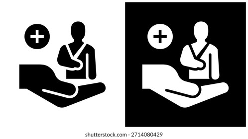 Icono Del Cuidado Del Paciente Fijado En Fondo Blanco Y Negro