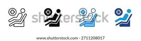 Patient Care Multiple Style Icon Design Vector - Patient lying on a hospital bed with medical cross, representing recovery and treatment
