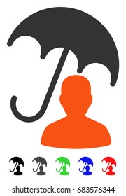 Patient Care Umbrella flat vector icon with colored versions. Color patient care umbrella icon variants with black, gray, green, blue, red.