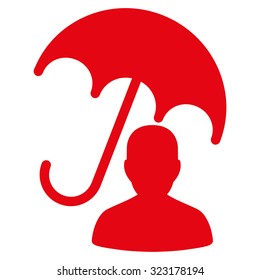 Patient Care vector icon. Style is flat symbol, red color, rounded angles, white background.
