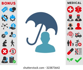 Patient Care vector icon. Style is bicolor flat symbol, cyan and blue colors, rounded angles, white background.