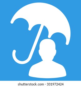 Patient Care vector icon. Style is flat symbol, white color, rounded angles, blue background.