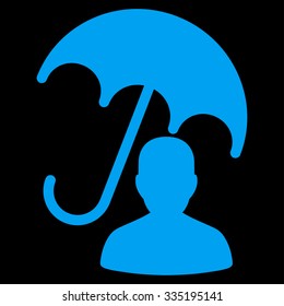 Patient Care vector icon. Style is flat symbol, blue color, rounded angles, black background.