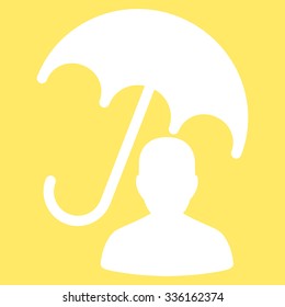 Patient Care vector icon. Style is flat symbol, white color, rounded angles, yellow background.