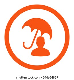 Patient Care vector icon. Style is flat rounded symbol, orange color, rounded angles, white background.