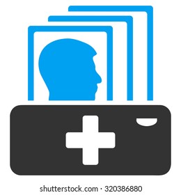 Patient Catalog vector icon. Style is bicolor flat symbol, blue and gray colors, rounded angles, white background.