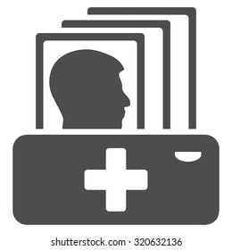Patient Catalog vector icon. Style is flat symbol, gray color, rounded angles, white background.