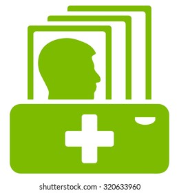 Patient Catalog vector icon. Style is flat symbol, eco green color, rounded angles, white background.
