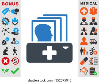 Patient Catalog vector icon. Style is bicolor flat symbol, smooth blue colors, rounded angles, white background.