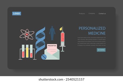 Patient Centric Care concept. An intuitive interface promoting individualized healthcare solutions. Tailored treatments matching patient's genetic profile. Vector illustration.