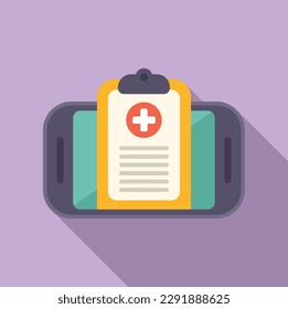 Vector plano del icono del portapapeles. Médico en línea. Clínica médica